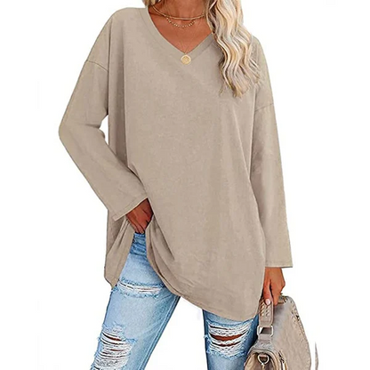 💋Women's Loose Long Sleeve Fashion V-neck Top