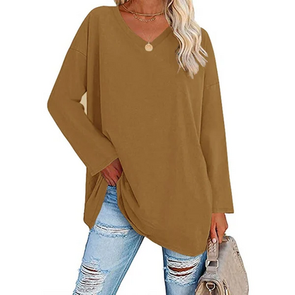💋Women's Loose Long Sleeve Fashion V-neck Top