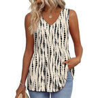💜Women's Print Flowy Sleeveless V Neck Peplum Tank Tops