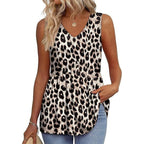 💜Women's Print Flowy Sleeveless V Neck Peplum Tank Tops