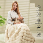 🛏️Thickened Rabbit Plush&Milk Velvet Cover Blanket🍂Wrap up in Ultimate Comfort