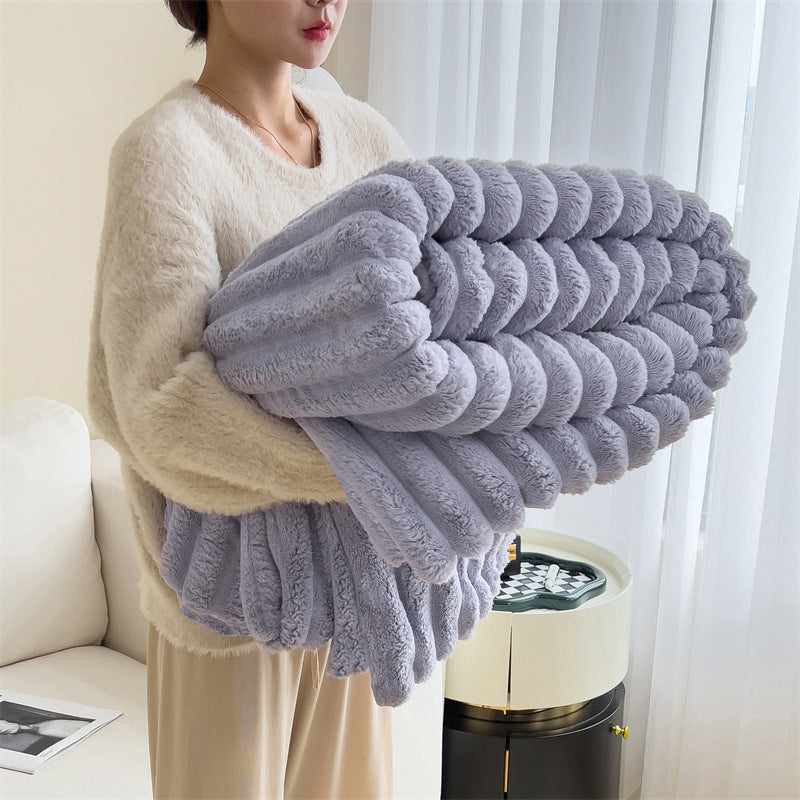 🛏️Thickened Rabbit Plush&Milk Velvet Cover Blanket🍂Wrap up in Ultimate Comfort