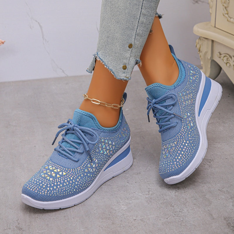 👟 Rhinestones-Embellished Breathable Mesh Sneakers – Sparkle Design, Airy Comfort & Grippy Soles ✨