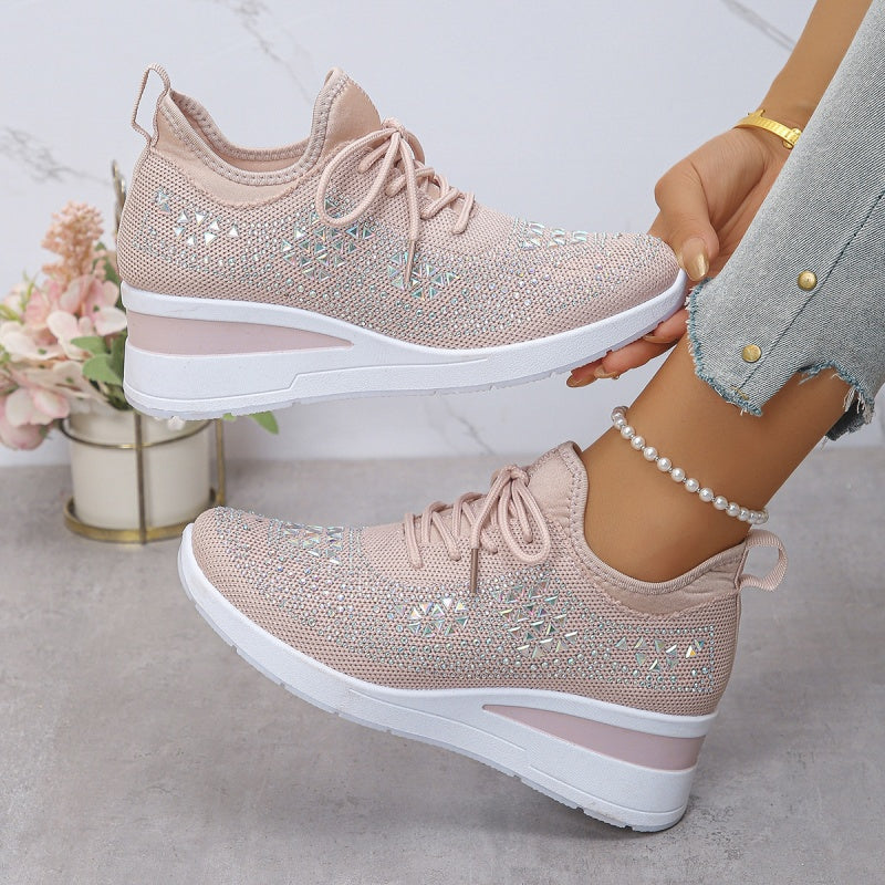 👟 Rhinestones-Embellished Breathable Mesh Sneakers – Sparkle Design, Airy Comfort & Grippy Soles ✨