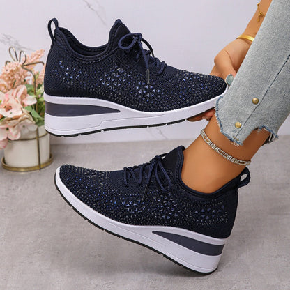 👟 Rhinestones-Embellished Breathable Mesh Sneakers – Sparkle Design, Airy Comfort & Grippy Soles ✨