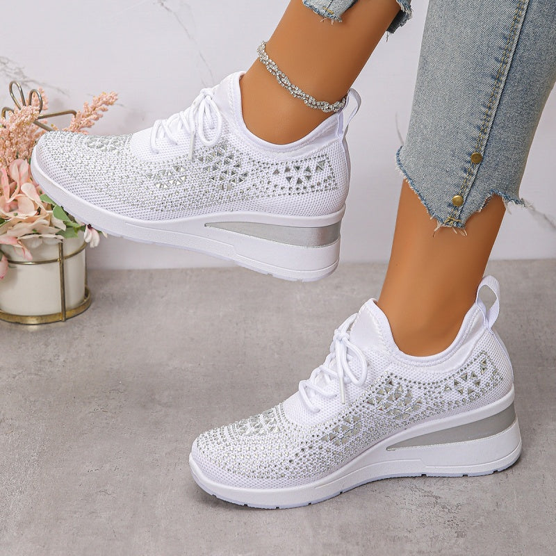 👟 Rhinestones-Embellished Breathable Mesh Sneakers – Sparkle Design, Airy Comfort & Grippy Soles ✨