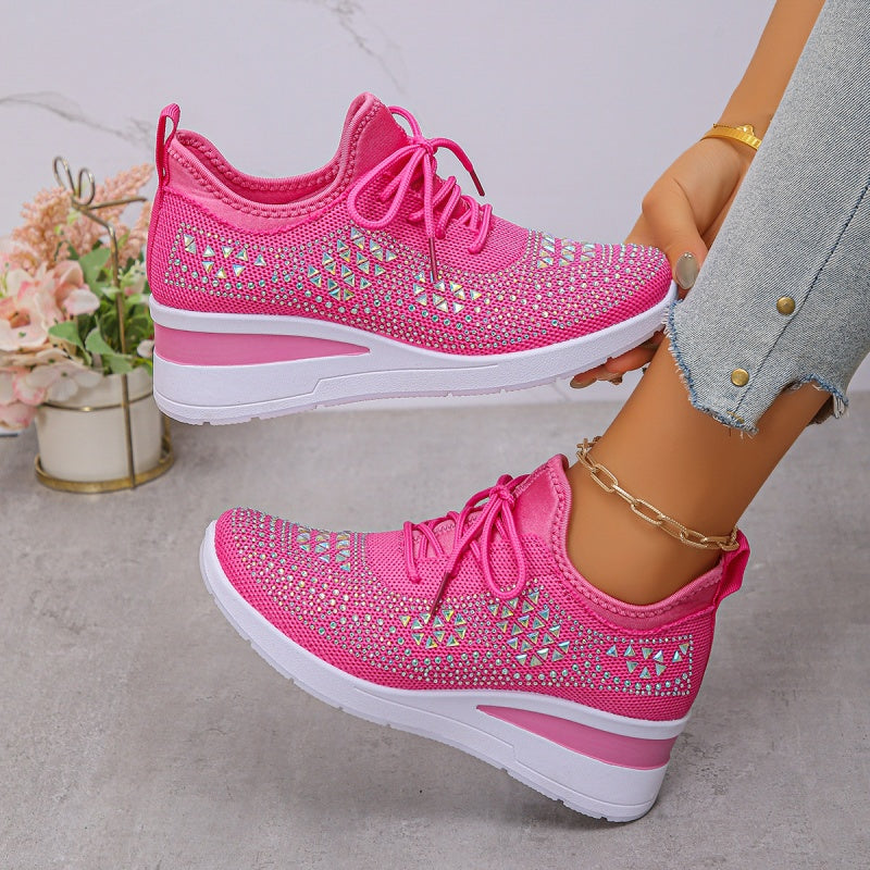 👟 Rhinestones-Embellished Breathable Mesh Sneakers – Sparkle Design, Airy Comfort & Grippy Soles ✨