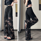 💜Women’s Spliced Hot Rhinestones Printing Hollow Pants