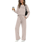 💐Women's Crew Neck Top & Drawstring Pants Set