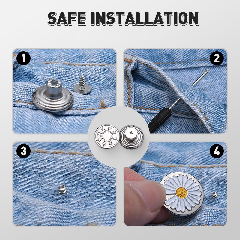 Removable No-Sew Jeans Buttons Set