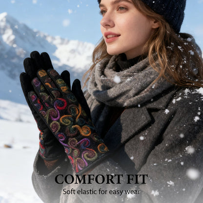 Women's Winter Warm Printed Gloves