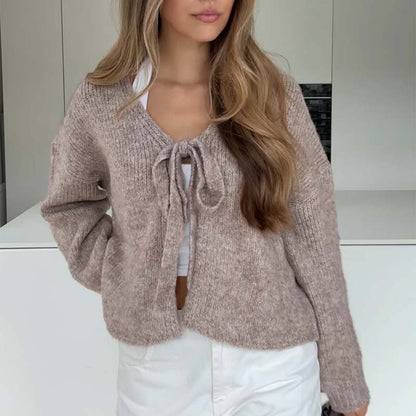💖 Women's Cashmere Blend Bow Cardigan – Soft, Feminine & Timeless Layer for Office, Dates & Casual Days