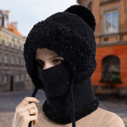 🔥Stylish Chunky Winter Knit Hat - With Warm Face Cover and Scarf