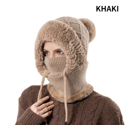 🔥Stylish Chunky Winter Knit Hat - With Warm Face Cover and Scarf