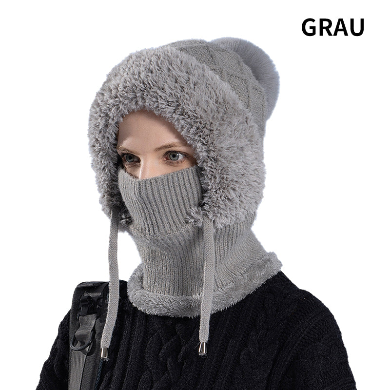 🔥Stylish Chunky Winter Knit Hat - With Warm Face Cover and Scarf