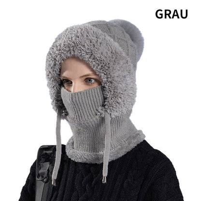 🔥Stylish Chunky Winter Knit Hat - With Warm Face Cover and Scarf