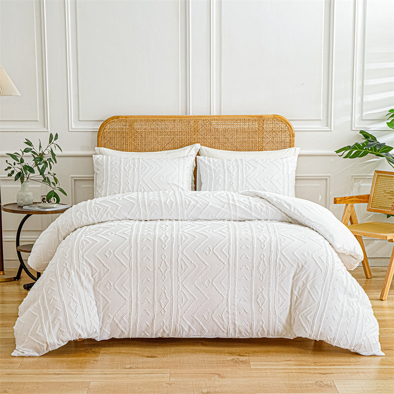 3-Piece Cutwork Tufted Bedding Set