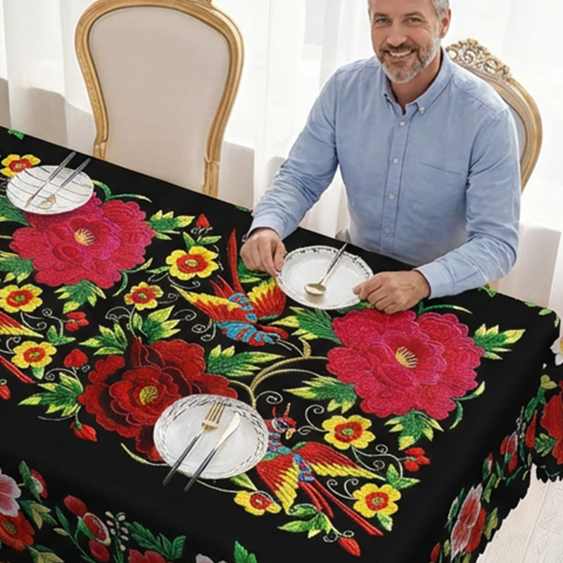 🔥Hot Sale🔥Mexican Floral Tablecloth With Scalloped Edge