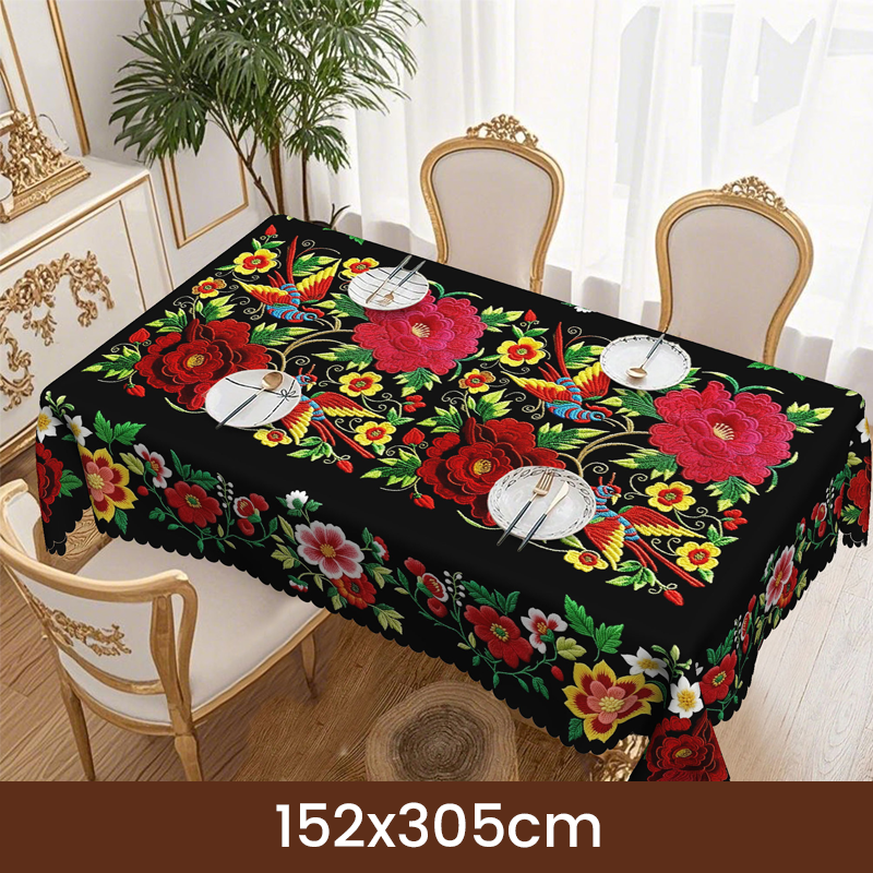 🔥Hot Sale🔥Mexican Floral Tablecloth With Scalloped Edge