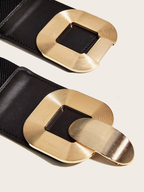 Women's Vintage Gold Buckle High Elastic Leather Belt