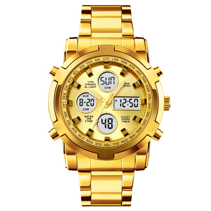 Waterproof Military Watch for Men – Analog-Digital, Stainless Steel & Shock-Resistant 🛡️