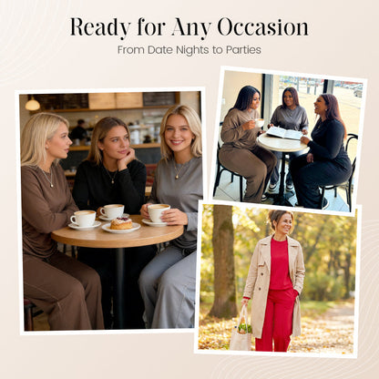 Women's Long Sleeve Top & Wide-Leg Pants 2-Piece Set