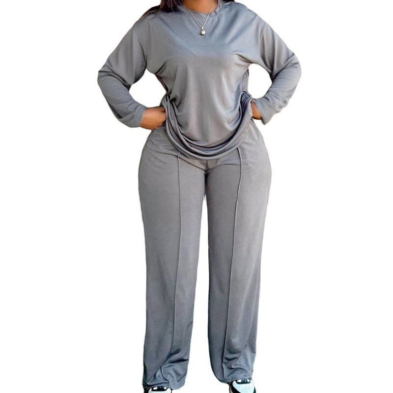 Women's Long Sleeve Top & Wide-Leg Pants 2-Piece Set