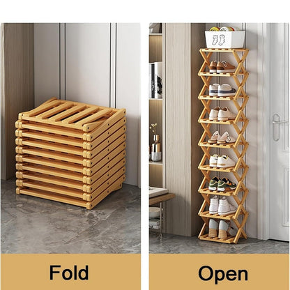 Durable Foldable Bamboo Shoe Rack