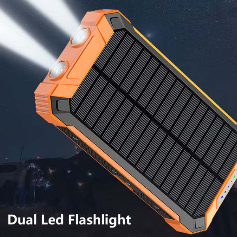 🔥10000mAh Portable Solar Power Bank, Solar Powered Charger with Dual LED Flashlights, Power Bank for Travel, Camping