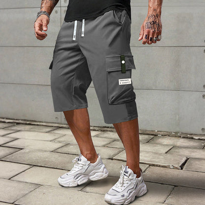 Men's Casual Drawstring Capri Cargo Pants