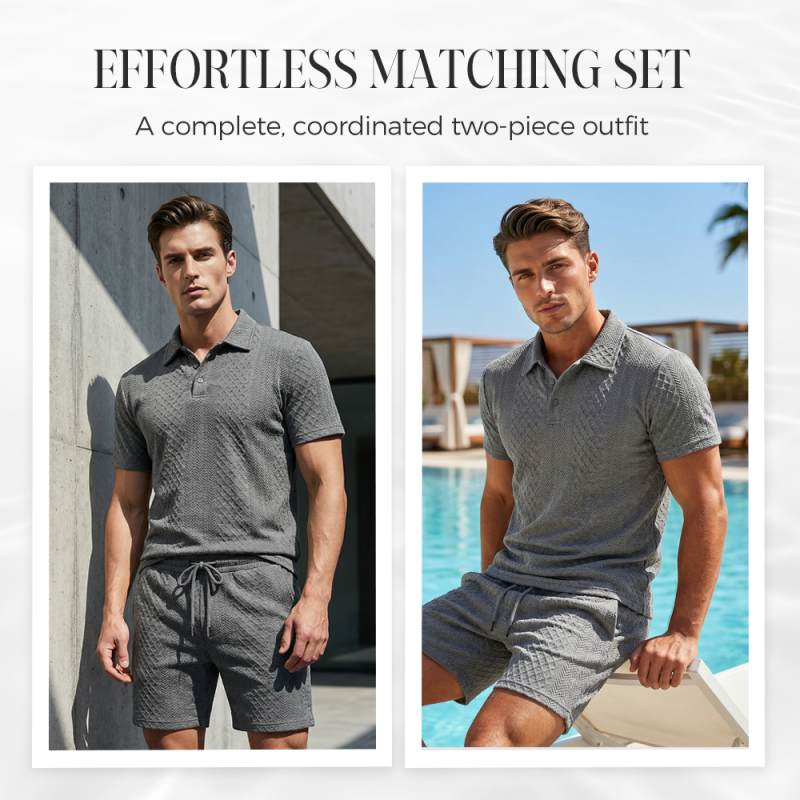 🩳Men's Diamond Print 2-Piece Set – Ready in seconds! Soft, breathable top with easy shorts.
