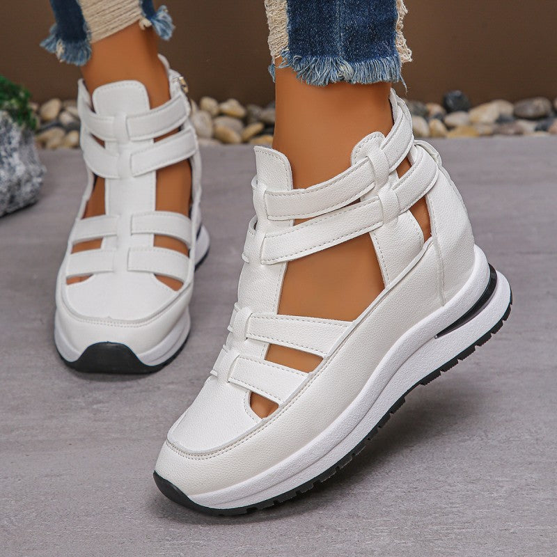 Women's Fashion Breathable Wedge Sandals with Side Zipper Closure