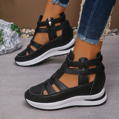 Women's Fashion Breathable Wedge Sandals with Side Zipper Closure