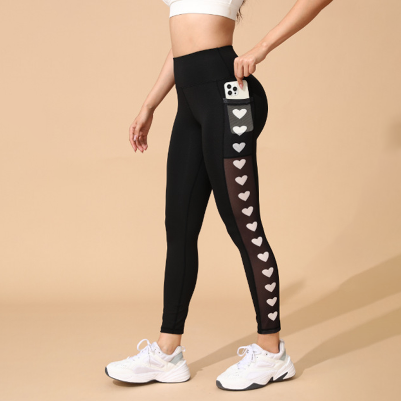 Women's Mesh High Waist Yoga Pants with Pockets