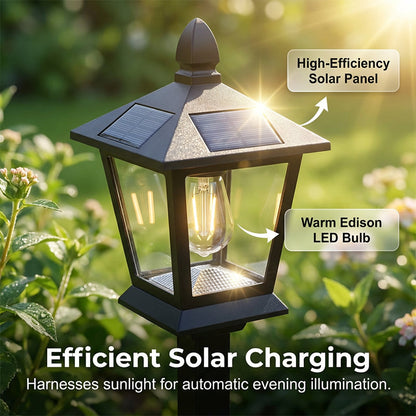 Outdoor Solar Garden Light with Planter Base – Vintage Warm Glow, All-Weather Iron Design & Dual Function 🌸🌙