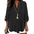 Casual Solid Color Button Side Slit Top