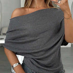 Women's Asymmetrical Off-Shoulder Batwing Sleeve Top👚
