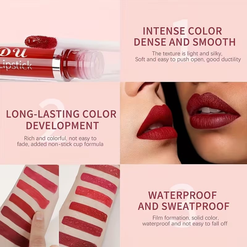 ⏳Time-Limited Special⏰10Pcs Matte Waterproof  Long Lasting Lip Gloss