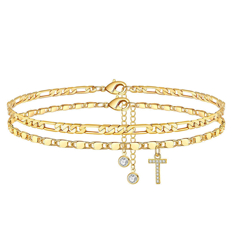Layered Gold Ankle Bracelet for Women