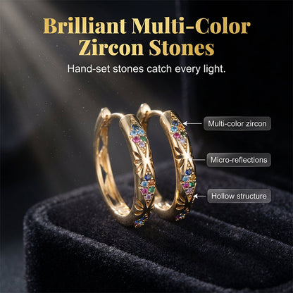 Sparkling Zircon Hollow Hoop Earrings