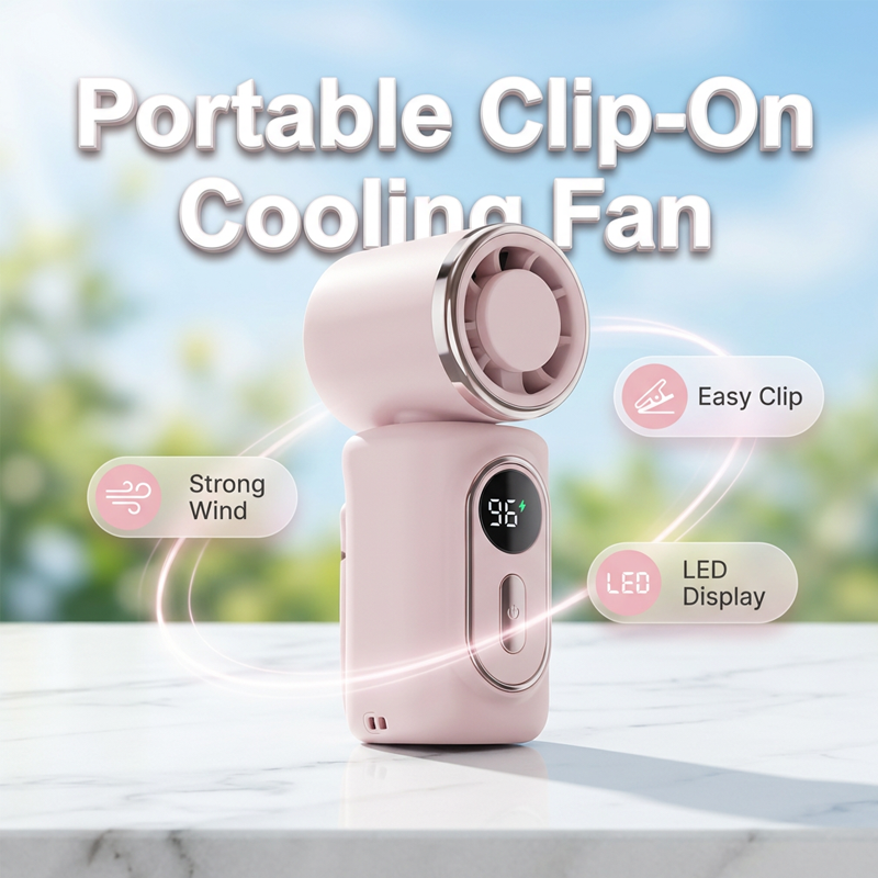 Portable Clip-On Fan with LED Display