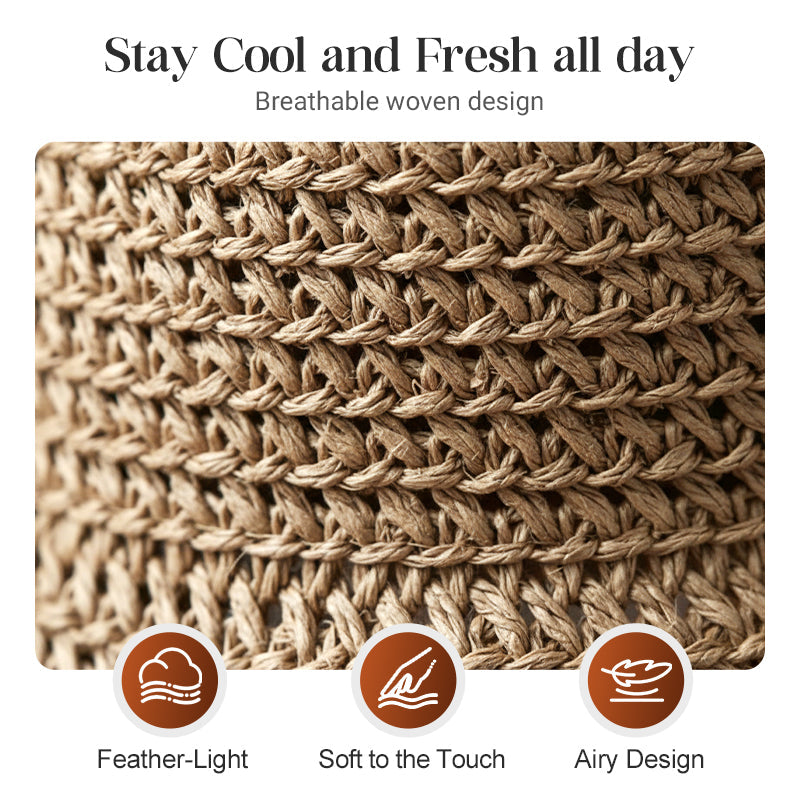 Straw Hat with Retro Bow – Foldable & Breathable for Summer