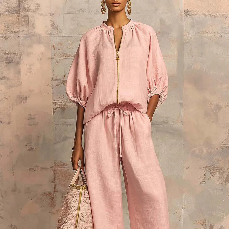 🔥Women's Solid Color 2-Piece Casual Tracksuit Set