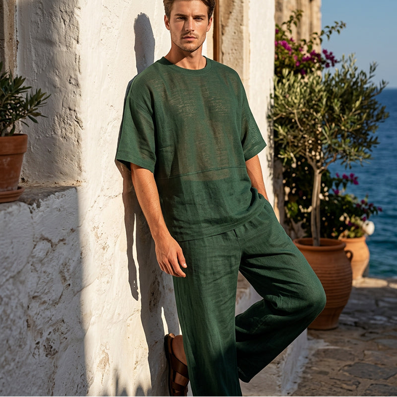 👔Men's T-Shirt & Wide-Leg Pants 2-Piece Set