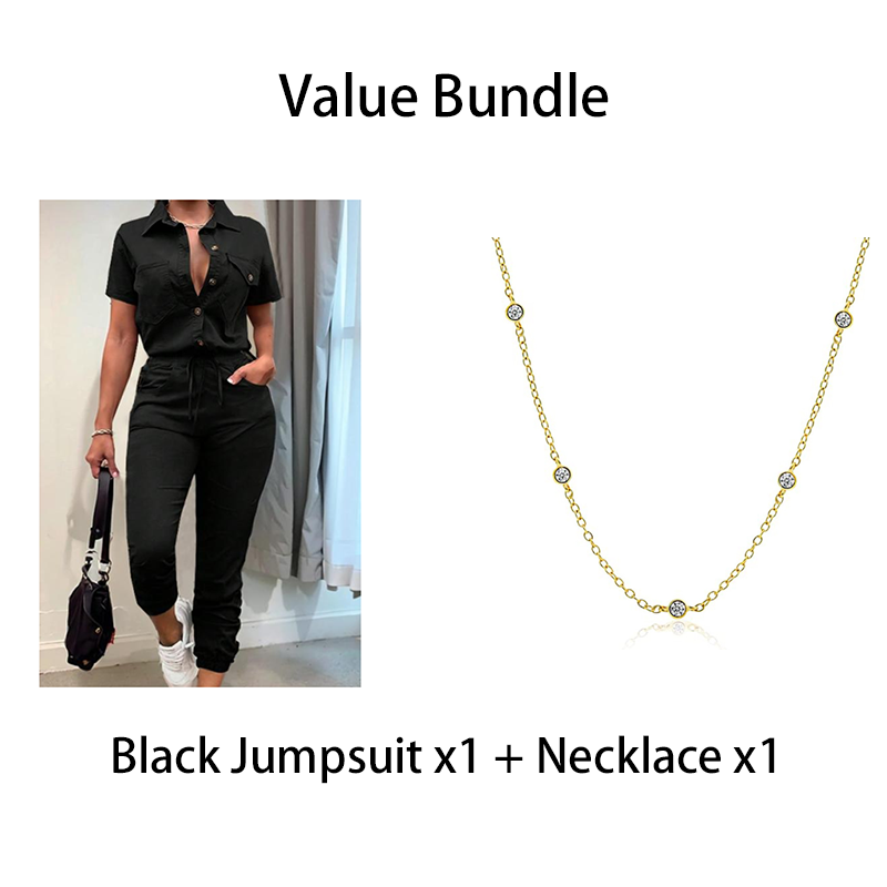 🥳 HOT SALE🥳💞50K+ SOLD!Women's Short Sleeve Button-Front Jumpsuit