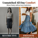👗 Denim Maxi Skirt – High Waist, Tiered, A-Line, Button Front ✨