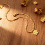 Gold Initial Anklet with Figaro Chain – Personalized letter, tarnish-resistant & adjustable length 👣