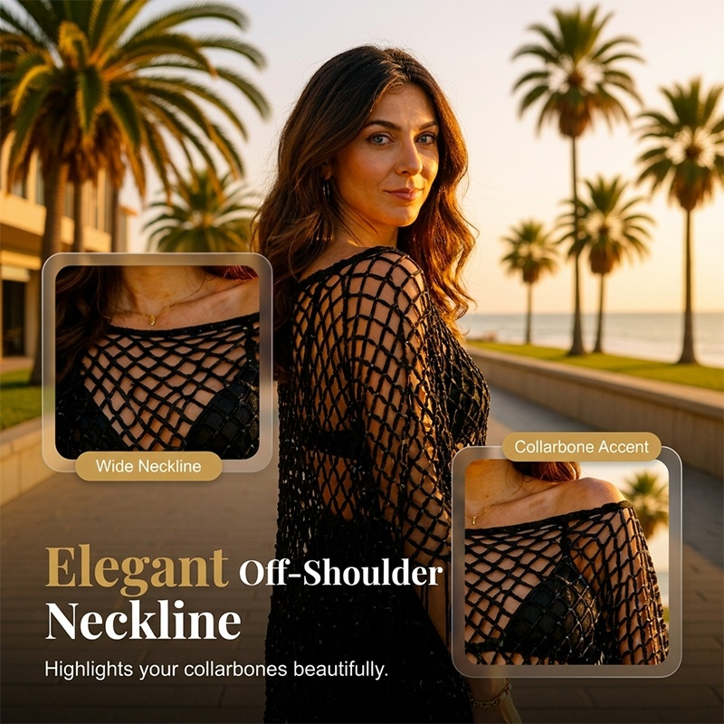 💐Summer Metallic Crochet Cover-Up – Lightweight, Flowy & Effortlessly Stylish summer outfit