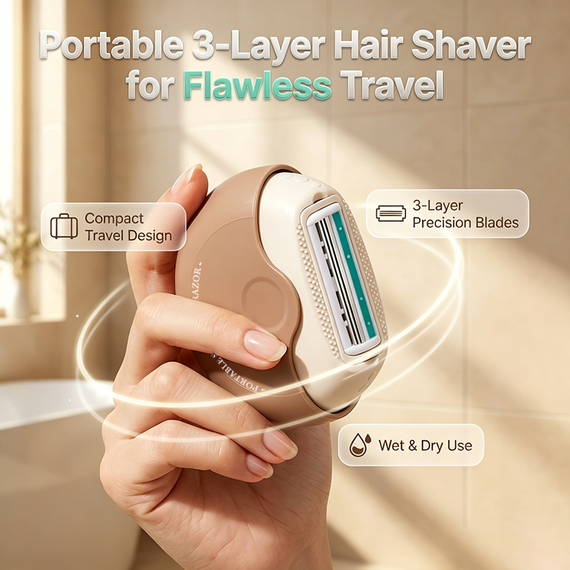 ✨Portable 3-Layer Hair Shaver with Rotating Cover