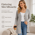 🧥Seasonal Style - V-Neck Cardigan with Relaxed Mid-Length – Soft Drape & Easy Pairing for Any Occasion
